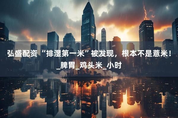 弘盛配资 “排湿第一米”被发现，根本不是薏米！_脾胃_鸡头米_小时